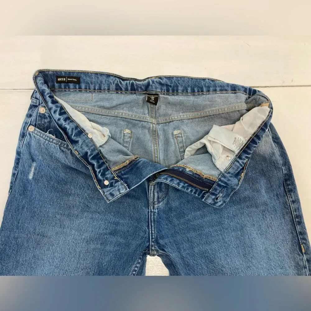 True Religion Jeans Men’s 38 Blue Rocco Relaxed Skinny Distressed Denim